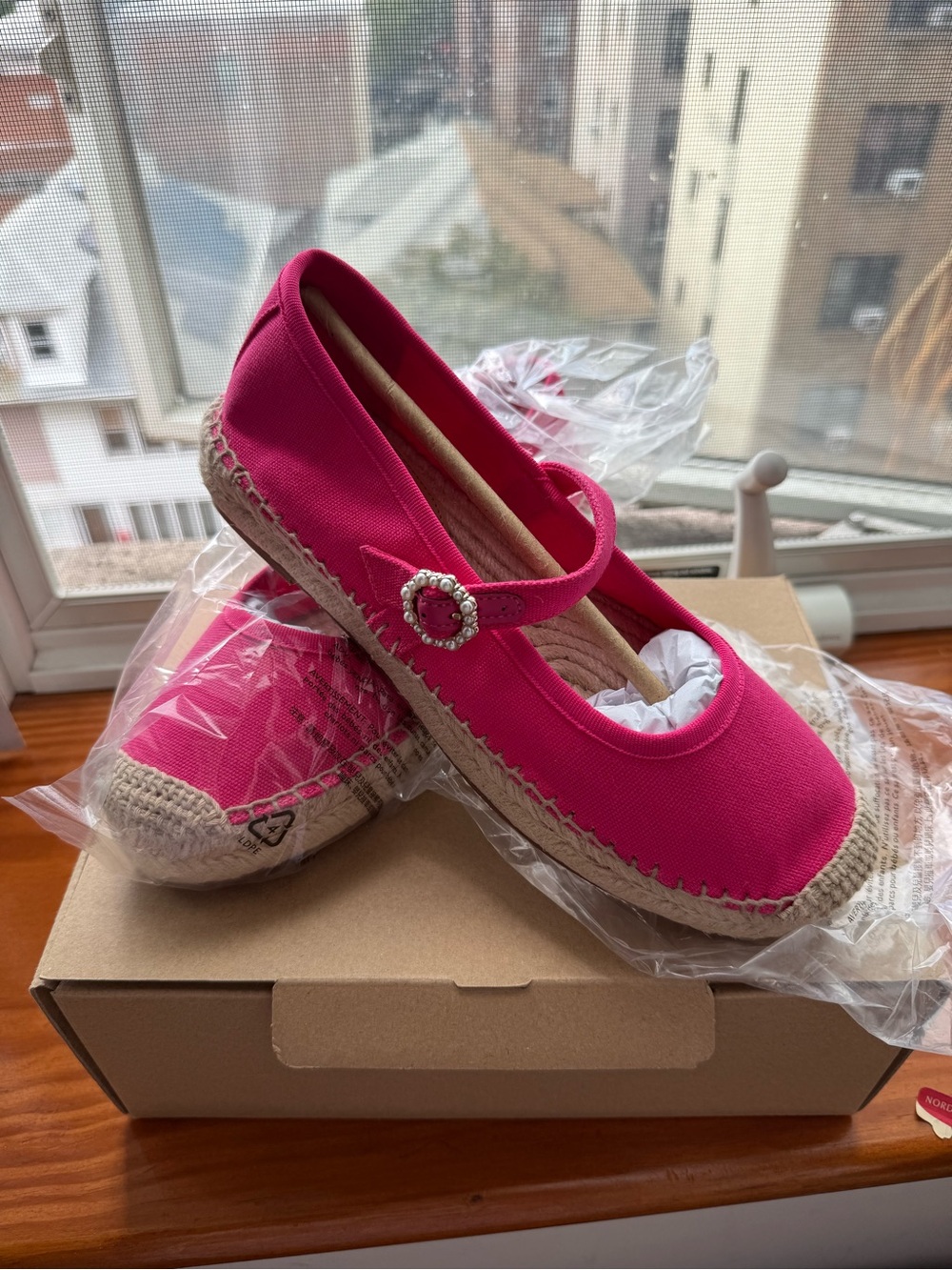J. Crew Hot Pink Mary Jane Espadrille Flats
